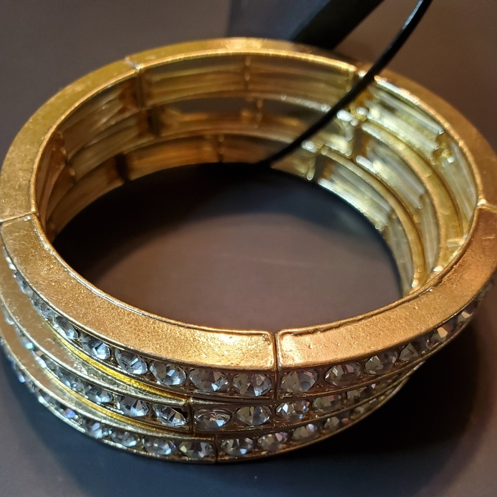 Gold 3 Ring Rhinestone Bracelets - Picture 4 of 4